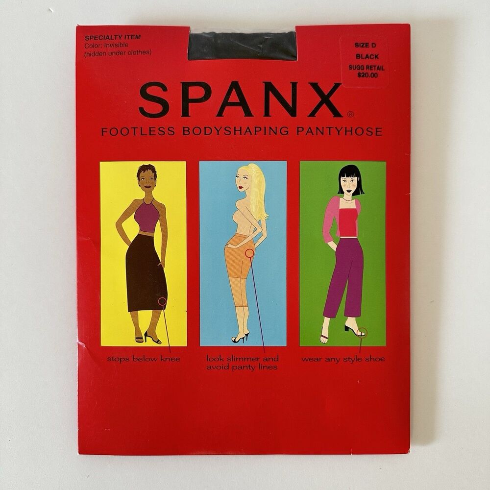 SPANX Footless Bodyshaping Pantyhose - Black - Size D - NWT Y2K Vintage 2000s